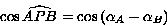 cos\widehat{APB}=cos(\alpha_A-\alpha_B)}